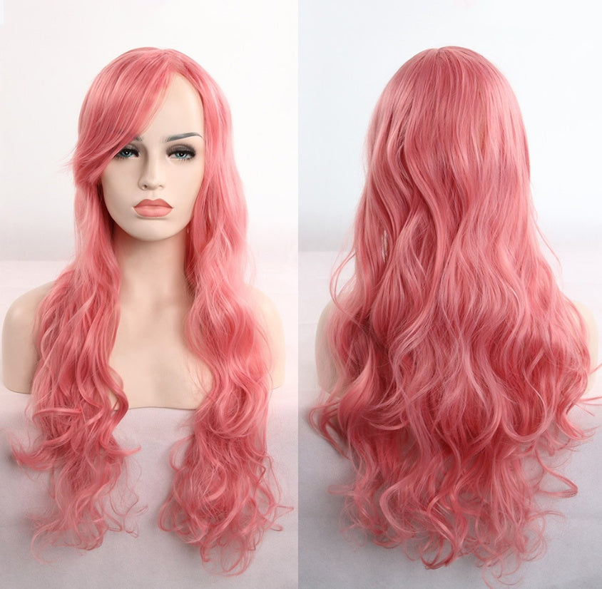 Anime cos wig color 80cm long curly cosplay role playing