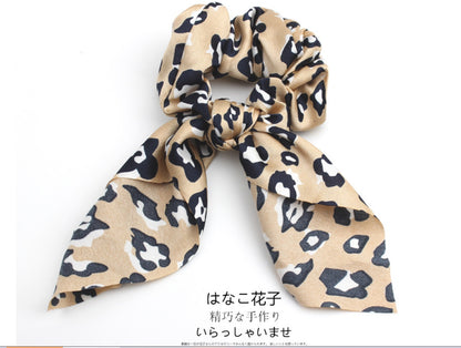 4Pcs Leopard Snake Floral Streamers Scrunchies Women Hair Scarf