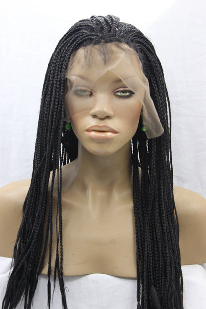 European and American black scorpion hair, front lace chemical fiber wig headgear, three wigs